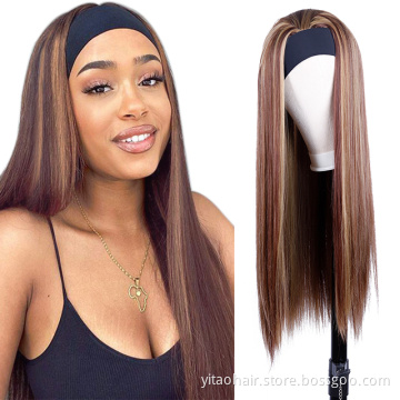 FAZHIYUAN Highlight Brazilian Colorful Silky Straight Deep Short Water Wave Bob Kinky Curly Synthetic Headband Wigs